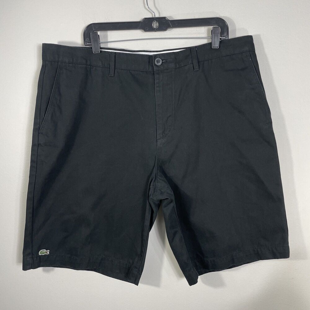 Lacoste Black Flat Front Shorts Performance Fabric